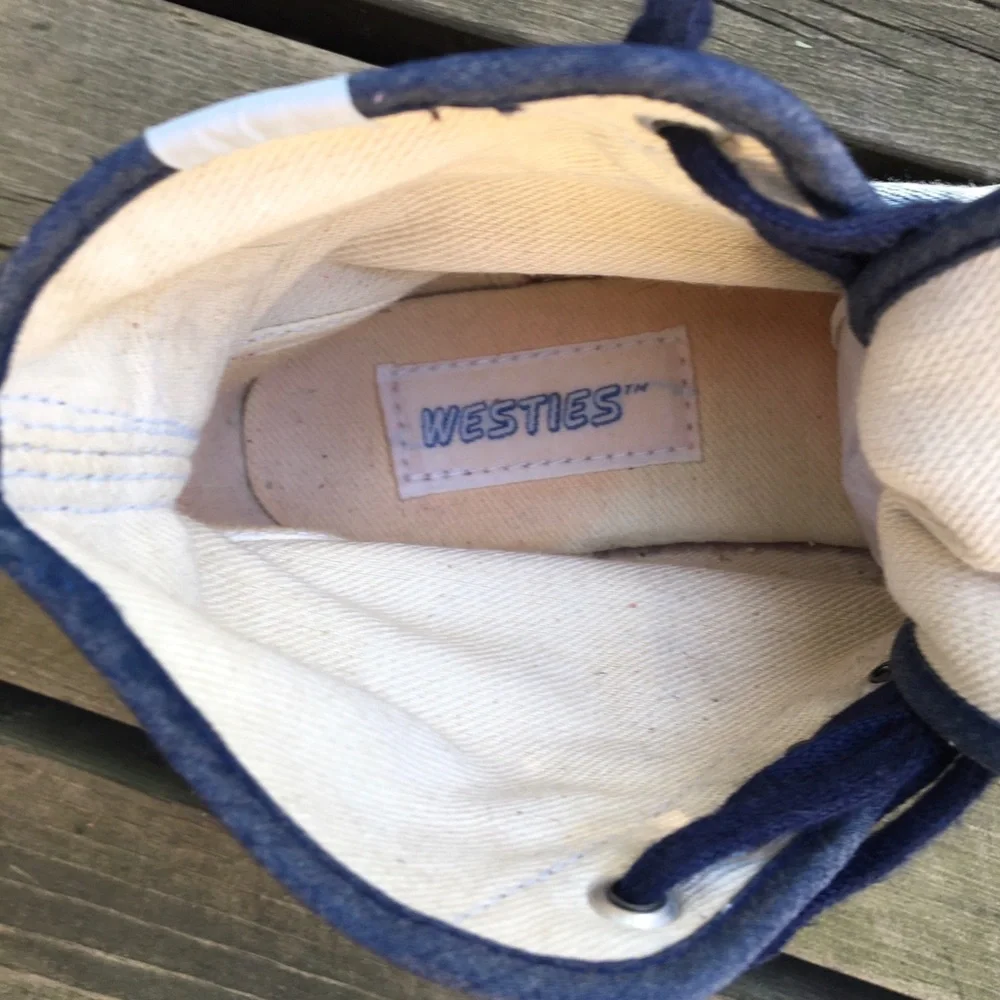 WESTIES Shoes Sneakers High Top Vintage Retro Acid Wash Blue Denim Size 7